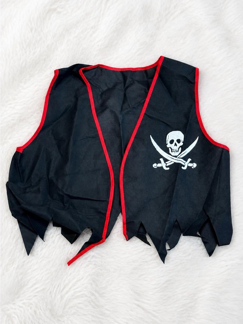 Kids Pirate Skull Vest – Black & Red Costume Top for Halloween Dress‑Up